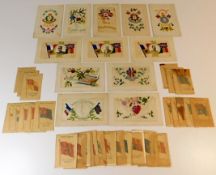 A quantity of WW1 sweet heart silk postcards twinn