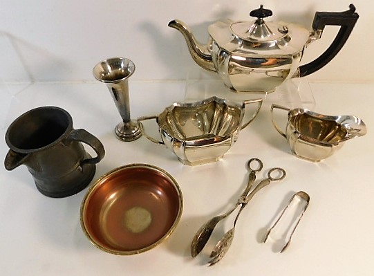 An attractive silver plated tea set twinned with a