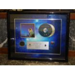 A Simply Red framed award for platinum sales award