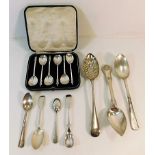 A cased set of plated apostle spoons, a GWR spoon