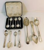 A cased set of plated apostle spoons, a GWR spoon