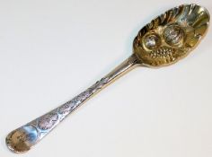 A George II silver berry spoon by John White, Lond