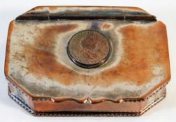 A 19thC. silver plated (worn) tobacco box with Geo