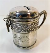 An 0.800 German silver Christening mug with later