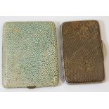 A gilt lined shagreen cigarette case twinned with