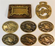 Seven solid brass Lanreath rally, Cornwall plaques