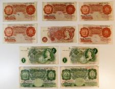 A quantity of various UK bank notes including a Pe
