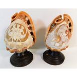 A pair of mid 20thC. carved sea shell lamps 6in ta