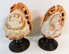 A pair of mid 20thC. carved sea shell lamps 6in ta