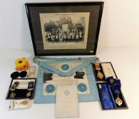 A quantity of Masonic related items including apro