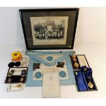 A quantity of Masonic related items including apro