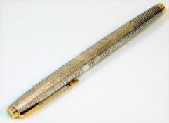 A sterling silver Parker fountain pen with 14ct go