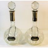 A pair of German cut glass crystal decanters with