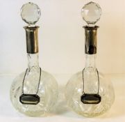 A pair of German cut glass crystal decanters with