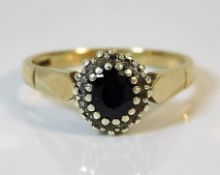 A 9ct gold sapphire & diamond ring 3.2g size O/P