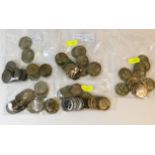 Coins: A quantity of approx. 100 George V florins/two shillings, various dates & grades, approx 1050