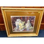 A framed still life watercolour signed S. Hawell