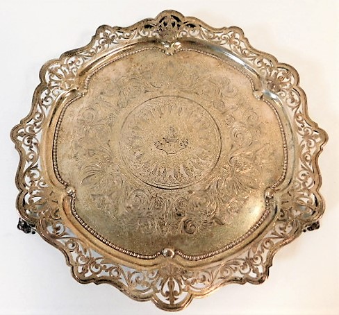 A fine quality London silver tray with ornate deco