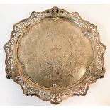 A fine quality London silver tray with ornate deco