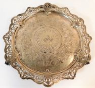 A fine quality London silver tray with ornate deco