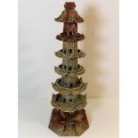 A large Chinese carved soapstone temple tower, som