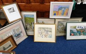 A quantity of watercolours & prints mostly relatin