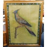 A large Chinese framed print on canvas of jay type