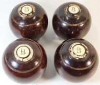 A set of four lignum vitae BIBC Official 68 crown