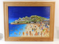 An acrylic on panel by Liz Jones depicting Looe Be