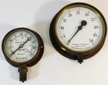 A brass pressure gauge, Dewrance & Co. London 6in