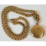 A Victorian heavy gauge 15ct gold Albert chain wit