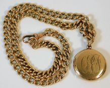 A Victorian heavy gauge 15ct gold Albert chain wit