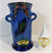 A Devon pottery vase 5.5in tall & a Worcester porc