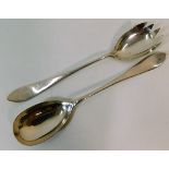 A pair of Birmingham silver salad servers by John