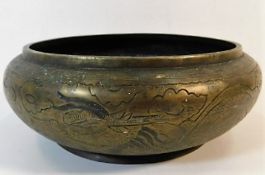 An inscribed Chinese censer bowl with tribute mark