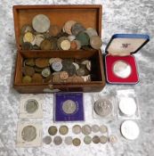 A silver proof coin, two German coins & other coin