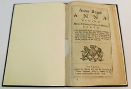 Mounted in hard cover, a Queen Anne Act of Parliam