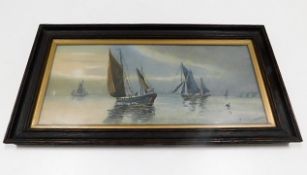 An early 20thC. watercolour of sailboats J. F. Bri