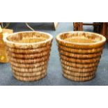 Two large, heavy planters with glazed finish 18.75