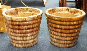 Two large, heavy planters with glazed finish 18.75