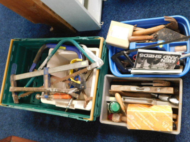 Three boxes of mixed tools