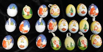 A quantity of 22 tin Christmas tree egg decoration