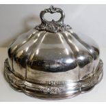 A large Victorian silver plate cloche, 20in wide x