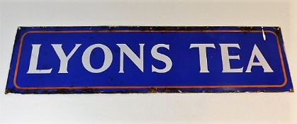 A vintage Lyon's Tea steel enamel sign 27in wide x