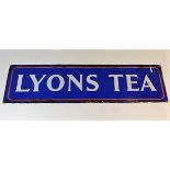 A vintage Lyon's Tea steel enamel sign 27in wide x