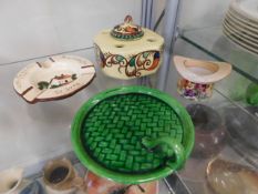 A porcelain vesta holder & other items