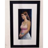 A oil on canvas by Lenkiewicz student, Piran Bishop depicting woman in pink top, image size 20.5in x