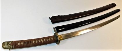 A Japanese WW2 samurai sword with scabbard & leath