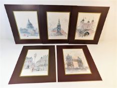 Five Mads Stage prints depicting London 10in x 7.5