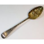 A George III silver berry spoon by William Chawner